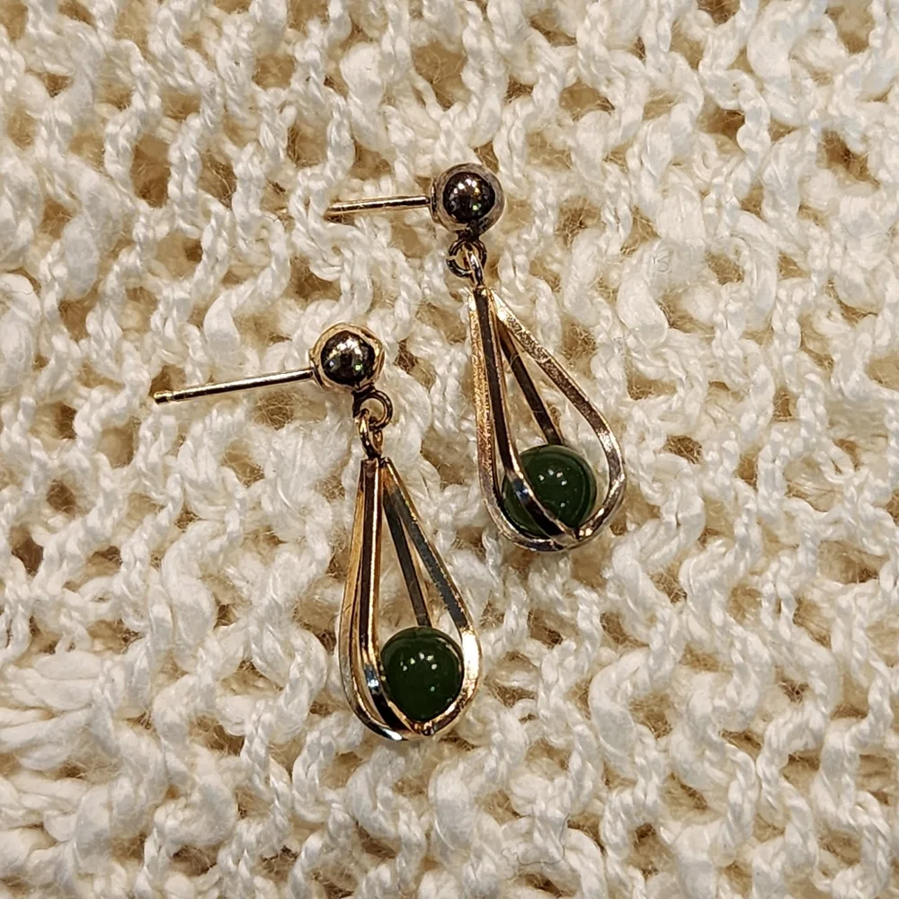 Vintage Gold Toned Dangle Drop Cage Earrings